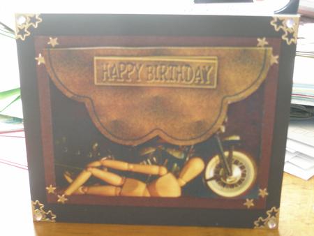 Mannekin and Motorbike Envelope Card by Joanne Kelly