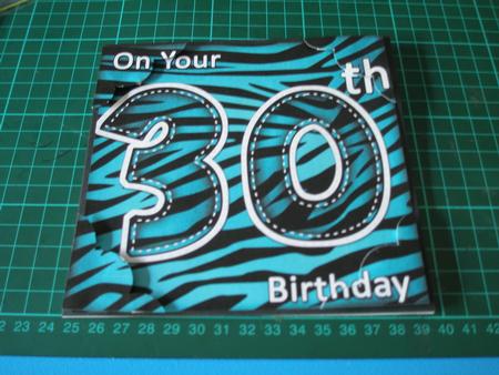 8 x 8 Fun Zebra Striped 30th Birthday Scalloped Topper by Joanne Kelly