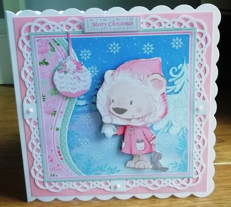 SNOWBEAR & BIRD 7.5 Christmas Decoupage & Insert Card Kit by Johanna Lambert