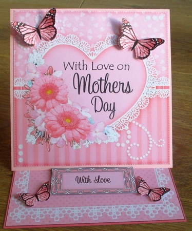 3D Easel Card Mini Kit - A Touch of Elegance Mothers Day - Flowers, Heart Lace, Butterflies & Pearls by Johanna Lambert