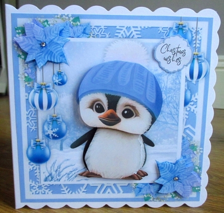Adorable Christmas Penguin With Bobble Hat 8x8 Mini Kit by Johanna Lambert