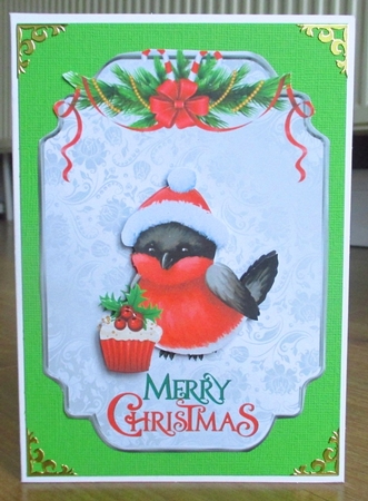 Robins Christmas Dinner - 7x5 inch topper with decoupage by Johanna Lambert