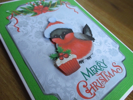 Robins Christmas Dinner - 7x5 inch topper with decoupage by Johanna Lambert