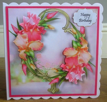 Gorgeous Flowers On Golden Frame - Blush Iris by Johanna Lambert