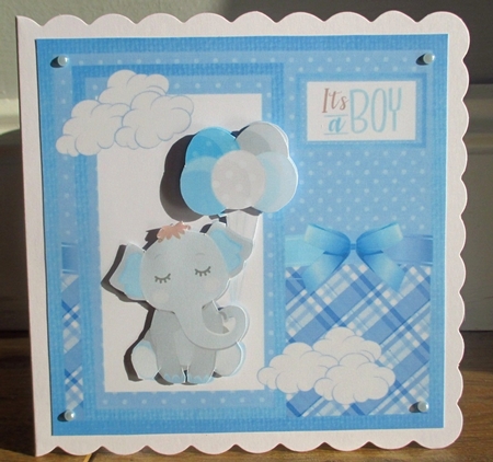 New Baby Boy Elephant With Baloons by Johanna Lambert