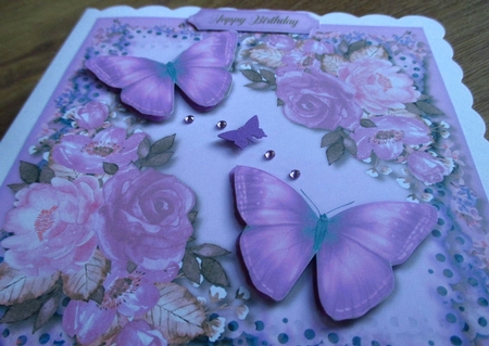 Beautiful Lilac Butterflys and Roses  by Johanna Lambert