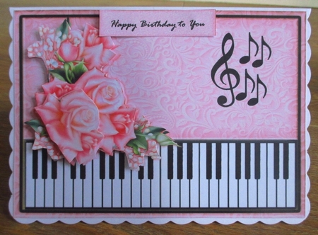 A5  Piano &  Pink  Roses by Johanna Lambert