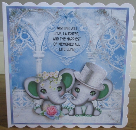 Nellie the Eli Got Married - 6x6 inch card front with decoupage by Johanna Lambert