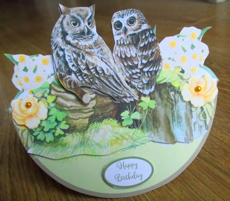 SPRING OWLS ROCKER CARD by Johanna Lambert