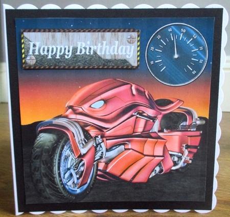 Futuristic motorbike card front 1 by Johanna Lambert