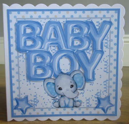 BABY BOY ELEPHANT QUICK CARD by Johanna Lambert
