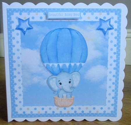 BABY BOY BALLOON QUICK CARD by Johanna Lambert