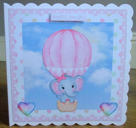 BABY GIRL BALLOON QUICK CARD by Johanna Lambert