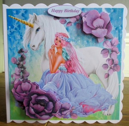 Fairy Princess and Unicorn with Rose Decoupage by Johanna Lambert
