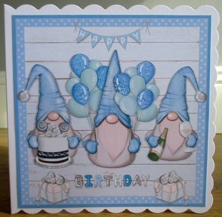 BIRTHDAY GNOMES - blue - QUICK CARD by Johanna Lambert