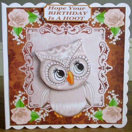Cookies and Cream Birthday owl card front by Johanna Lambert