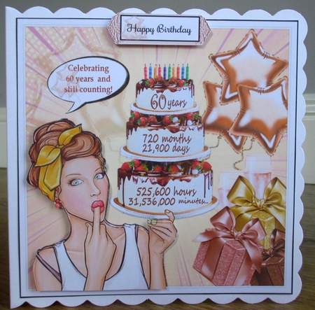 Milestone 60th Birthday Card Front With Decoupage by Johanna Lambert