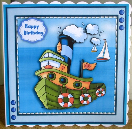 7x7 Billys Green Tugboat  by Johanna Lambert