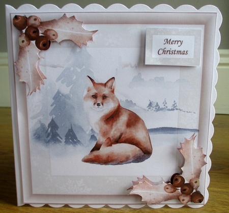 Sepia Christmas Winter Fox 8x8 by Johanna Lambert