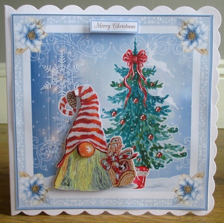 Christmas Gnome Just Chilling 7x7ins Decoupage Topper  by Johanna Lambert
