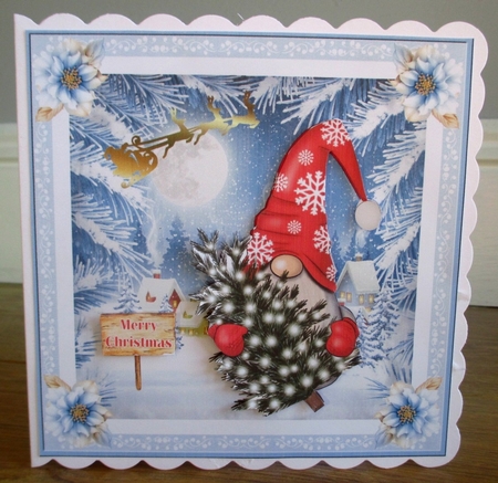 Christmas Gnome 7x7ins Decoupage Topper 9 by Johanna Lambert