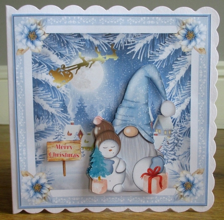 Christmas Gnome 7x7ins Decoupage Topper 11 by Johanna Lambert