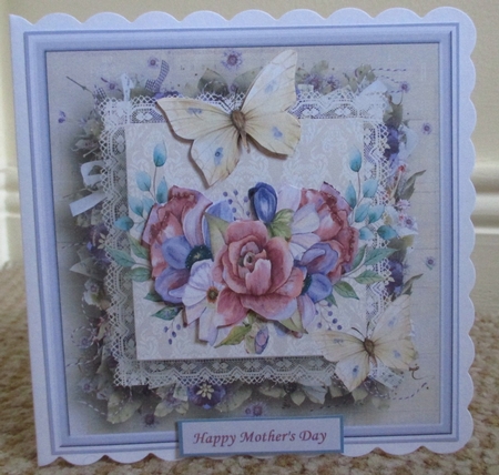 Mixed flowers and butterfly 7x7 by Johanna Lambert