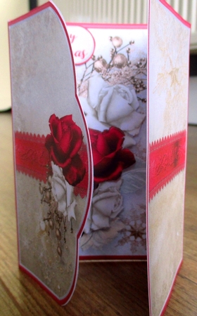 Red Christmas Roses - Wrapover Card Mini Kit by Johanna Lambert
