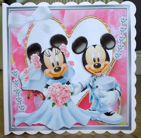  wedding with mickey and minnie with hearts and diamonds 8x8 by Johanna Lambert