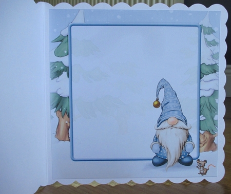 Alfred the Christmas Gnome 8x8 Blue Quick Card Insert by Johanna Lambert