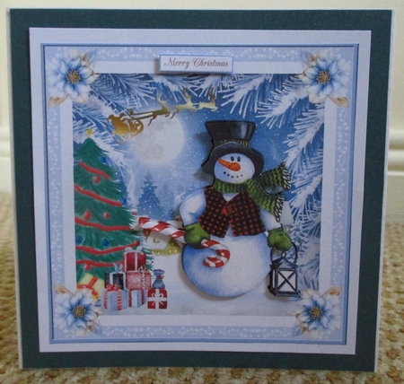Christmas Snowman Fun 7x7ins Decoupage Topper 6 by Johanna Lambert
