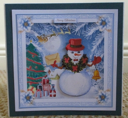 Christmas Snowman Fun 7x7ins Decoupage Topper 7 by Johanna Lambert