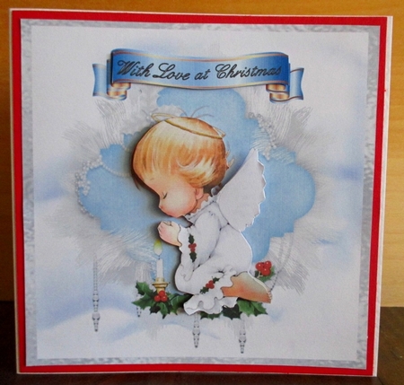 Little Angel - 6x6 inch card front with decoupage by Johanna Lambert
