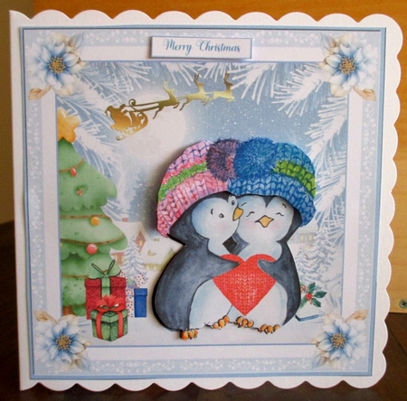 Christmas Its cold outside Decoupage 7x7ins Topper 2 by Johanna Lambert
