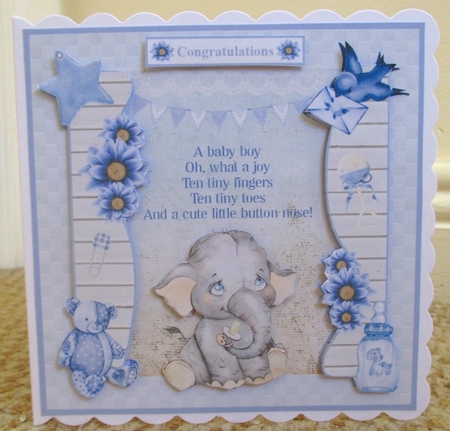 Baby Boy Elephant Decoupage Mini Kit by Johanna Lambert