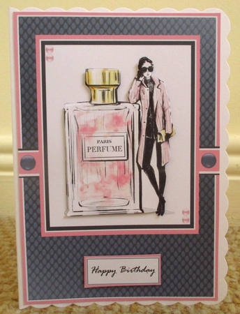 A5 Paris Perfume Card Front Topper & Sentiments  by Johanna Lambert