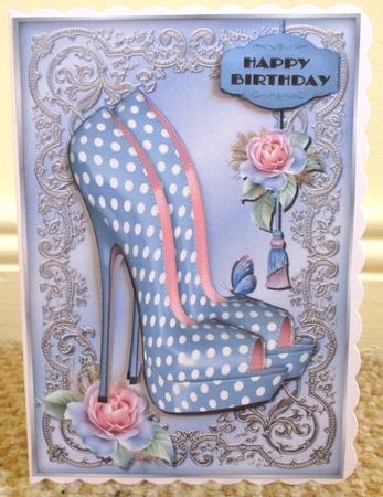 Fancy Blue Shoe with Roses by Johanna Lambert