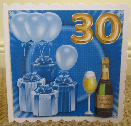 Age 30 Blue Birthday card front by Johanna Lambert