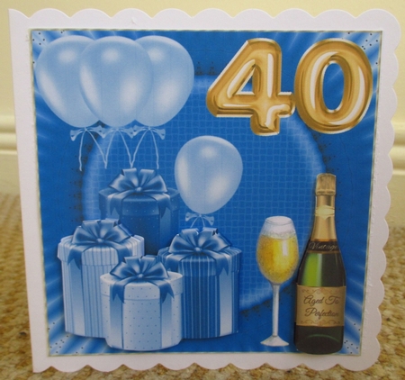 Age 40 Blue Birthday card front by Johanna Lambert