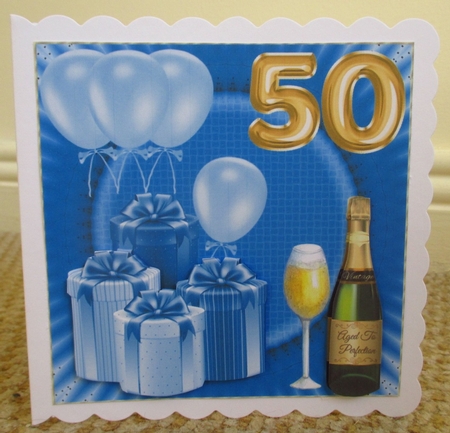 Age 50 Blue Birthday card front by Johanna Lambert