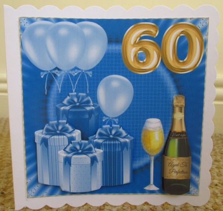 Age 60 Blue Birthday card front by Johanna Lambert
