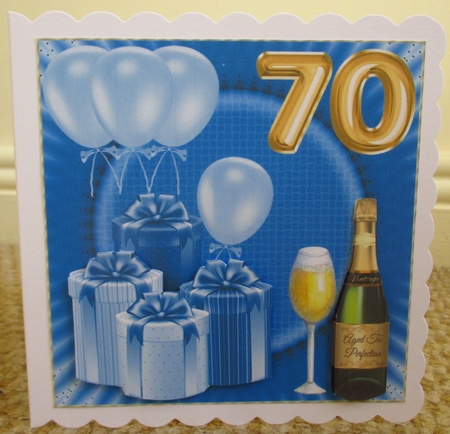 Age 70 Blue Birthday card front by Johanna Lambert