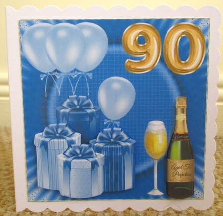 Age 90 Blue Birthday card front by Johanna Lambert