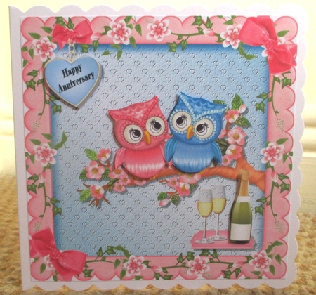 Owl Couple in Floral Frame by Johanna Lambert