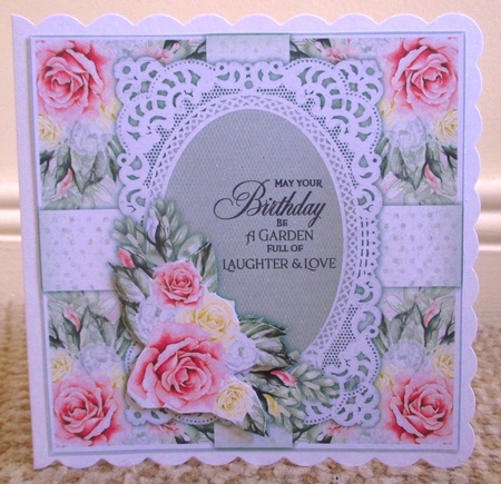 Floral and Flourishes 4 Pink & Yellow Birthday 8 x 8 Card by Johanna Lambert