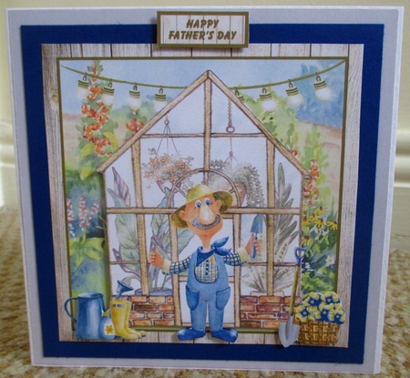 Male Gardener Decoupage Card Mini Kit 7x7 by Johanna Lambert