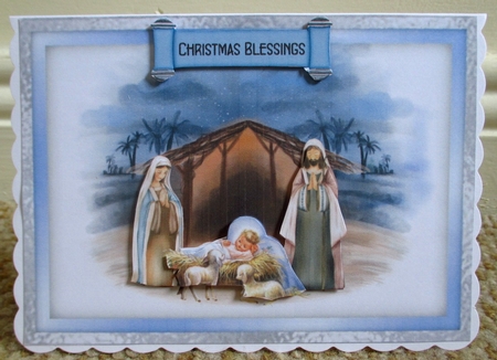 Miracle in Bethlehem 1 - 7x5 inch card front with decoupage by Johanna Lambert