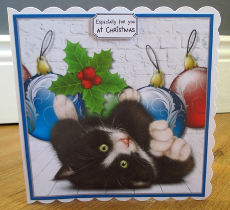 Cat and Christmas Baubles by Johanna Lambert