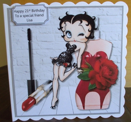 Betty Boop card topper by Johanna Lambert