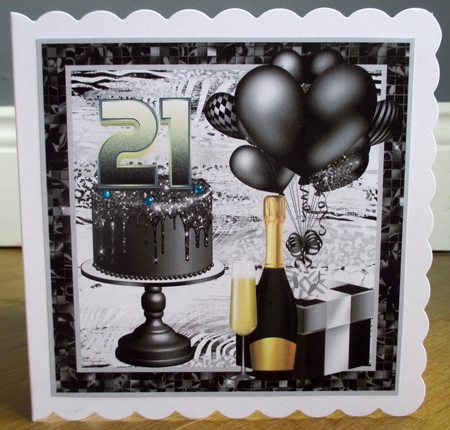 Black and white 21st Birthday card front by Johanna Lambert